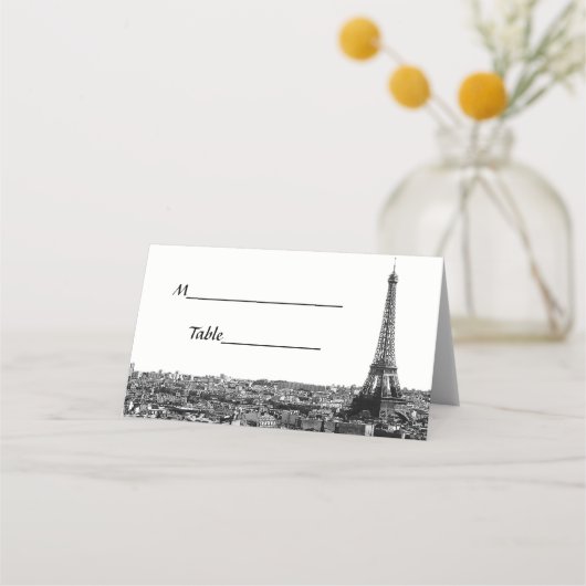 Paris France Skyline #1 BW Escort Cartes (Dos)