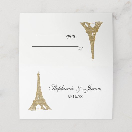 Paris France Skyline #2 Faux Gold Escort Cartes (Extérieur déplié)