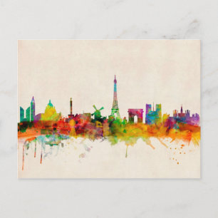 Paris France Skyline Cityscape Briefkaart