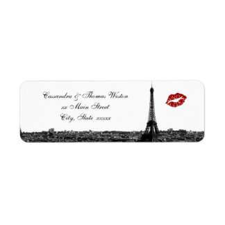 Paris France Skyline Kiss #1 BW H Retouradres Etiket