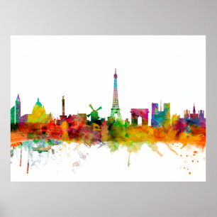 Paris France Skyline Poster