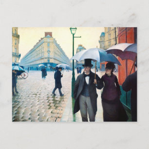Paris France Street Scene Rainy Day Briefkaart