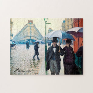 Paris France Street Scene Rainy Day Poster Puzzle Legpuzzel