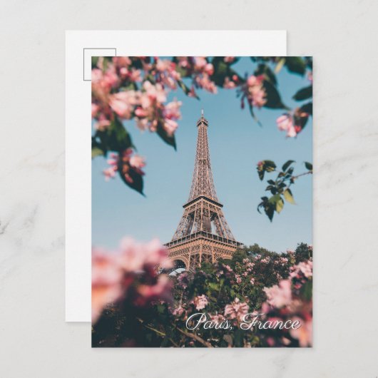Paris France Tour Eiffel fleurs voyage carte posta (Devant / Derrière)