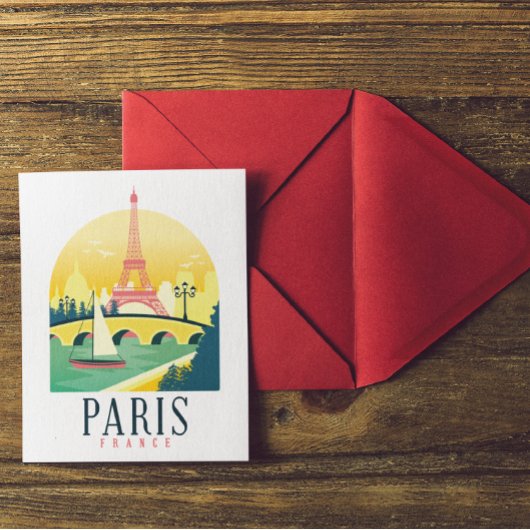 Paris France Vintage Travel Briefkaart