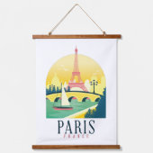 Paris France Vintage Travel  Hangend Wandkleed (Voorkant)