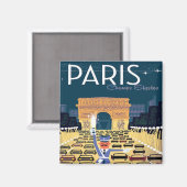Paris France Vintage Travel retro Tourism vakantie Magneet (Voorkant / Achterkant)