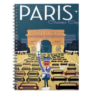 Paris France Vintage Travel retro Tourism vakantie Notitieboek