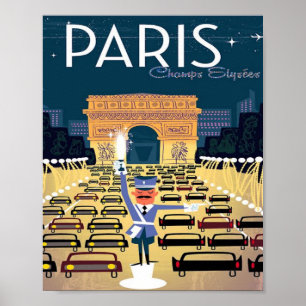 Paris France Vintage Travel retro Tourism vakantie Poster