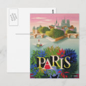 Paris FranceVintage Travel briefkaart (Voorkant / Achterkant)