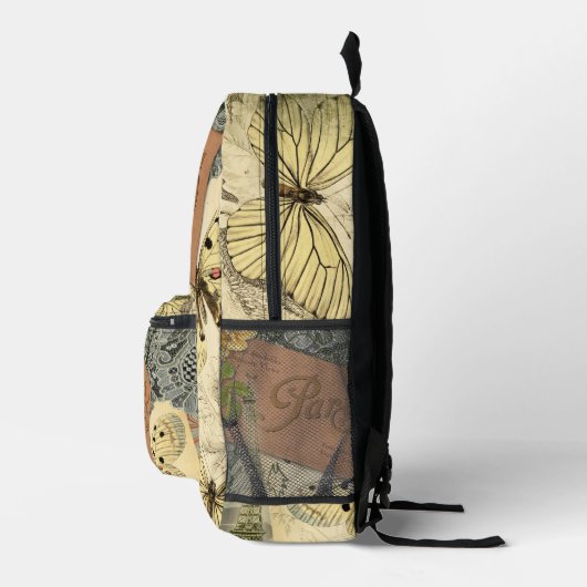 Paris Frankrijk Antiek kunstwerk Collage Eiffel Fr Bedrukte Rugzak (Rechts)