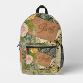 Paris Frankrijk Antiek kunstwerk Collage Eiffel Fr Bedrukte Rugzak (Voorkant)