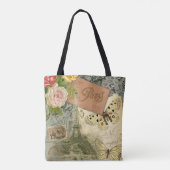 Paris Frankrijk Antiek kunstwerk Collage Eiffel Fr Draagtas (Achterkant)