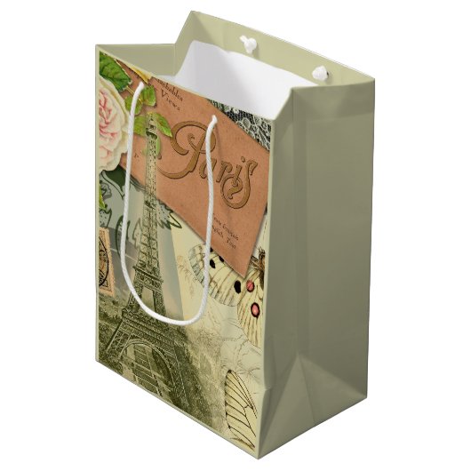 Paris Frankrijk Antiek kunstwerk Collage Eiffel Fr Medium Cadeauzakje (Voorkant Gekanteld)