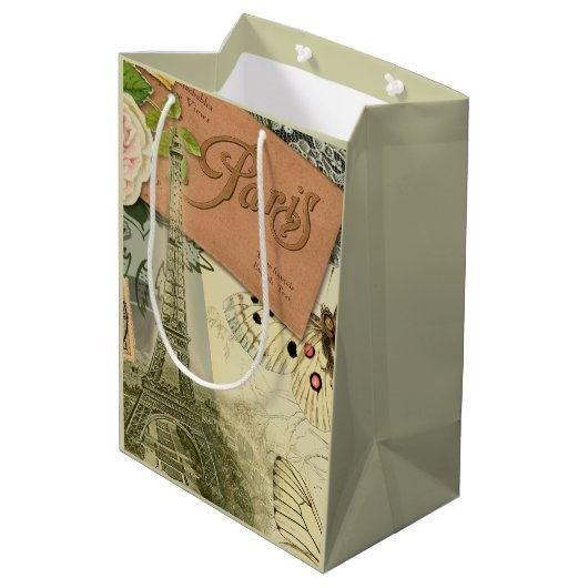 Paris Frankrijk Antiek kunstwerk Collage Eiffel Fr Medium Cadeauzakje (Achterkant Gekanteld)