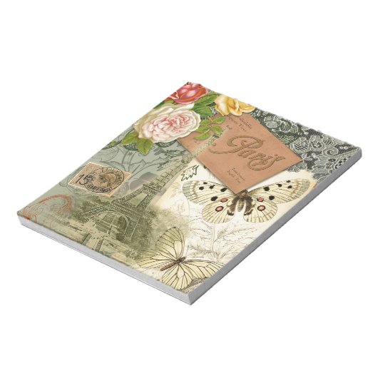 Paris Frankrijk Antiek kunstwerk Collage Eiffel Fr Notitieblok (Gedraaid)