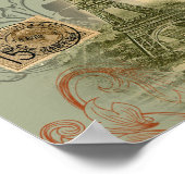 Paris Frankrijk Antiek kunstwerk Collage Eiffel Fr Poster (Hoek)