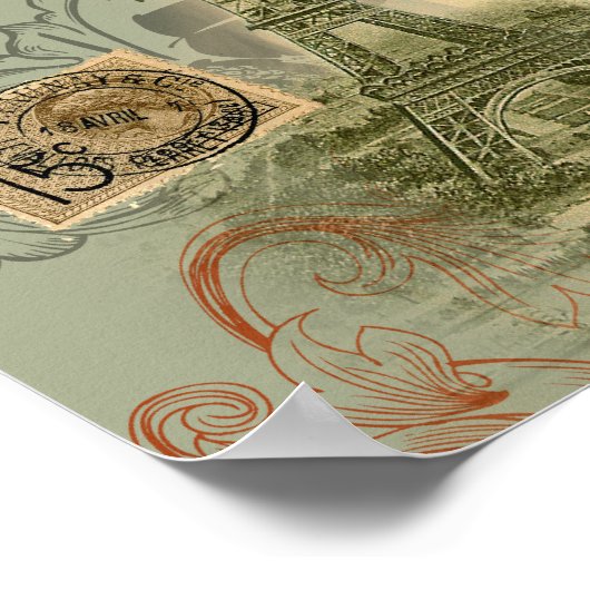 Paris Frankrijk Antiek kunstwerk Collage Eiffel Fr Poster (Hoek)