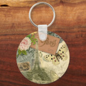 Paris Frankrijk Antiek kunstwerk Collage Eiffel Fr Sleutelhanger (Achterkant)