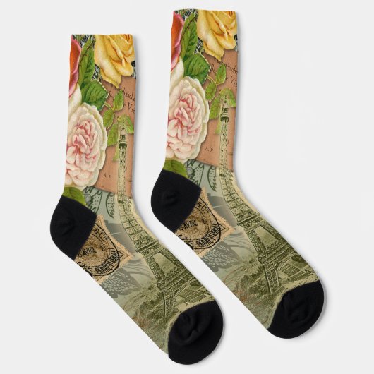 Paris Frankrijk Antiek kunstwerk Collage Eiffel Fr Sokken (Rechts)