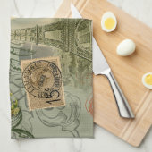 Paris Frankrijk Antiek kunstwerk Collage Eiffel Fr Theedoek (Quarter Fold)