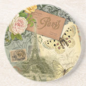 Paris Frankrijk Antiek kunstwerk Collage Eiffel Fr Zandsteen Onderzetter (Voorkant)