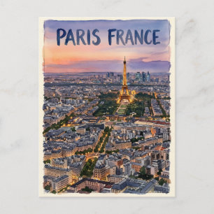 Paris Frankrijk Aquarel Reis Schets  Briefkaart