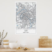 Paris Frankrijk City Map Eenvoudig reizen Poster (Keuken)