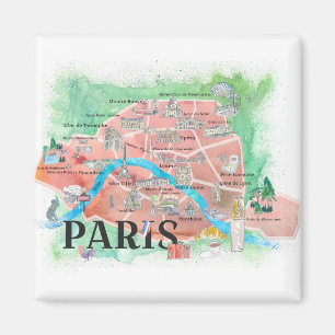 Paris Frankrijk City of Love Illustrated Travel Ma Magneet