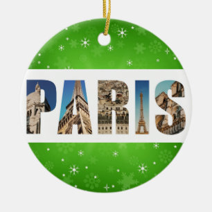 Paris Frankrijk City Travel Photos Kerstmis Keramisch Ornament