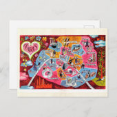 Paris Frankrijk  Colorful Map Briefkaart (Voorkant / Achterkant)
