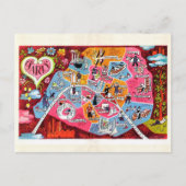 Paris Frankrijk  Colorful Map Briefkaart (Voorkant)