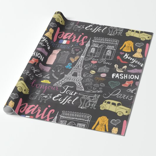 Paris Frankrijk Eiffel Tower Cadeaupapier (Uitgerold)