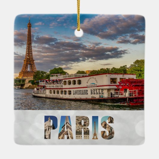 Paris Frankrijk Eiffel Tower Seine Keramisch Ornament (Achterkant)