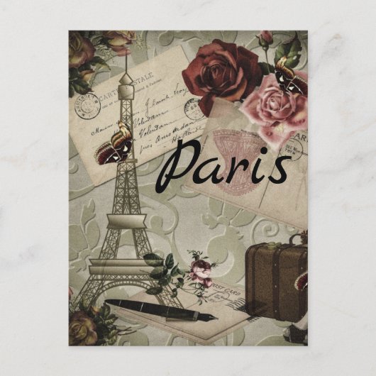 Paris Frankrijk Eiffel Tower Travel collage briefk Briefkaart (Voorkant)