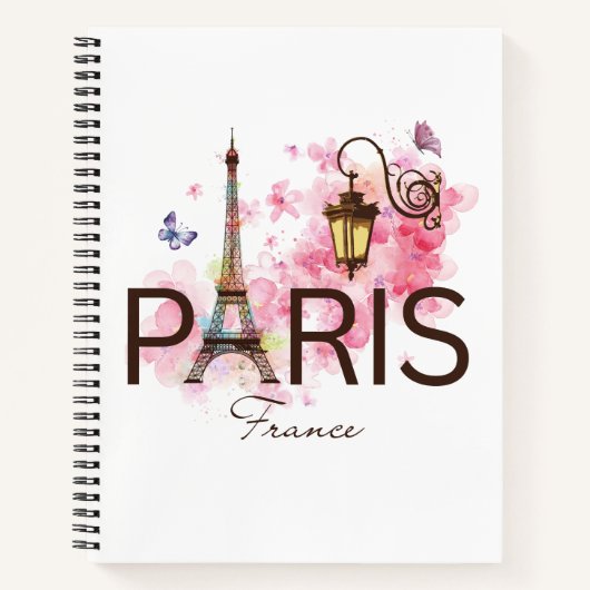 Paris Frankrijk Eiffel Tower Vintange Lamp Bicycle Notitieboek (Voorkant)