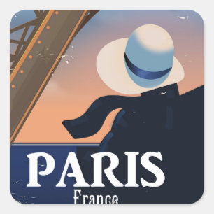 Paris Frankrijk Eiffeltoren reisposter Vierkante Sticker