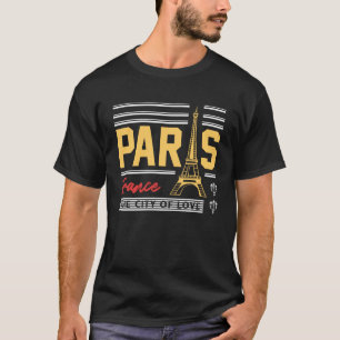 Paris Frankrijk Eiffeltoren Retro Reistypeografie T-shirt
