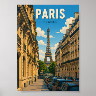 Paris Frankrijk Eiffeltoren Street View Poster