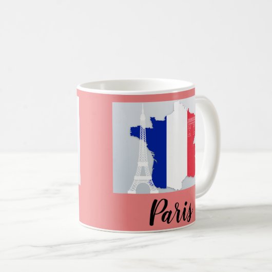 Paris Frankrijk Flag Map Eiffel Tower Koffiemok (Voorkant rechts)
