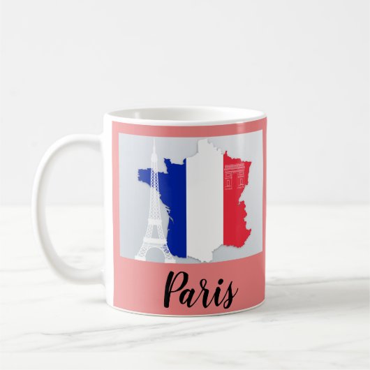 Paris Frankrijk Flag Map Eiffel Tower Koffiemok (Links)