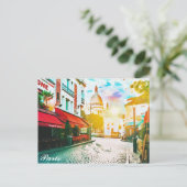 Paris Frankrijk Montmartre Waterverf Travel Briefkaart (Staand voorkant)