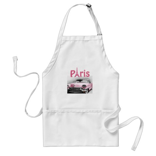 Paris Frankrijk Roze Car Kitchen Schort (Voorkant)