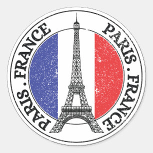 Paris Frankrijk Seal Sticker Ronde Vlag