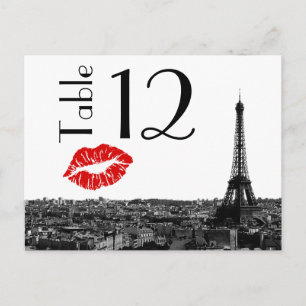 Paris Frankrijk Silhouette Kus #1 BW Tafel Nummerk Briefkaart