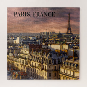 Paris Frankrijk Skyline Eiffel Tower Pink Sky Legpuzzel