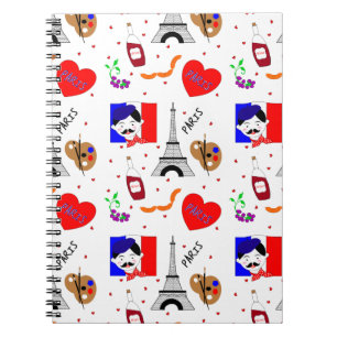 Paris Frankrijk Thétaire Cute Fun Red White Blue Notitieboek