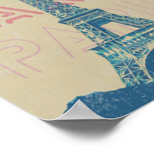 Paris Frankrijk typografie en Eiffeltoren Poster (Hoek)