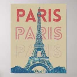 Paris Frankrijk typografie en Eiffeltoren Poster