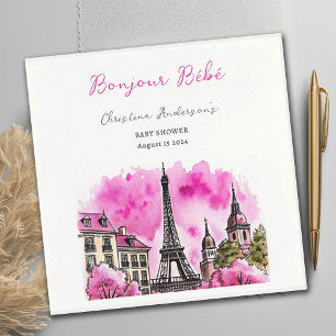 Paris Frans Bonjour Bebe Roze Zwart Baby shower Servet